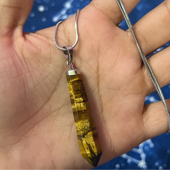 Genuine Tiger's Eye Crystal Pendant Necklace - Picture 4 of 6
